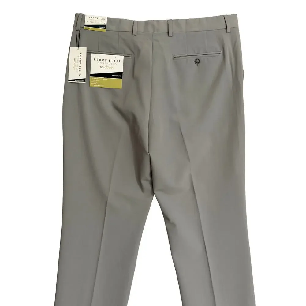 Perry Ellis Portfolio Pants Men's 36x32 Modern Fit Dress Pant Chiseled Stone NWT